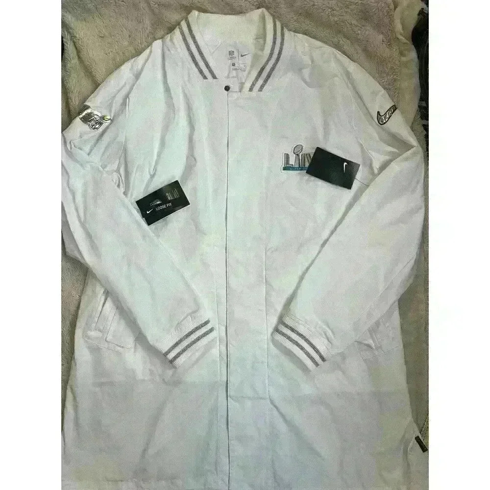 Nike Super Bowl 2020 Onfield Apparel XL‎ White Jacket Windbreaker Long Loose